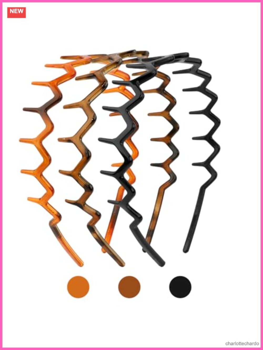 Plastic Zig Zag Headbands with Teeth Wavy Squiggly Spike Headband, 3 Count